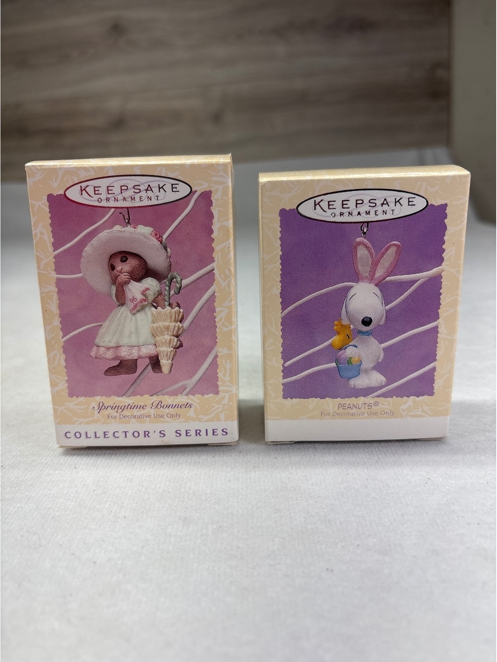 Hallmark Keepsake 1995 Easter Collection Beagle & Woodstock and 1996 SpringtimeB